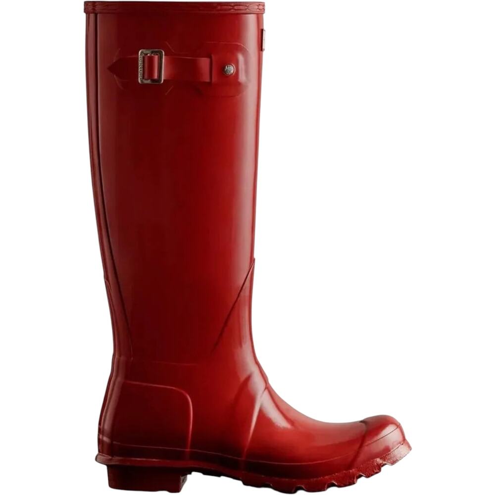 Hunter Original Tall Gloss Rain Boots Buckle Waterproof Rubber Military Red 5